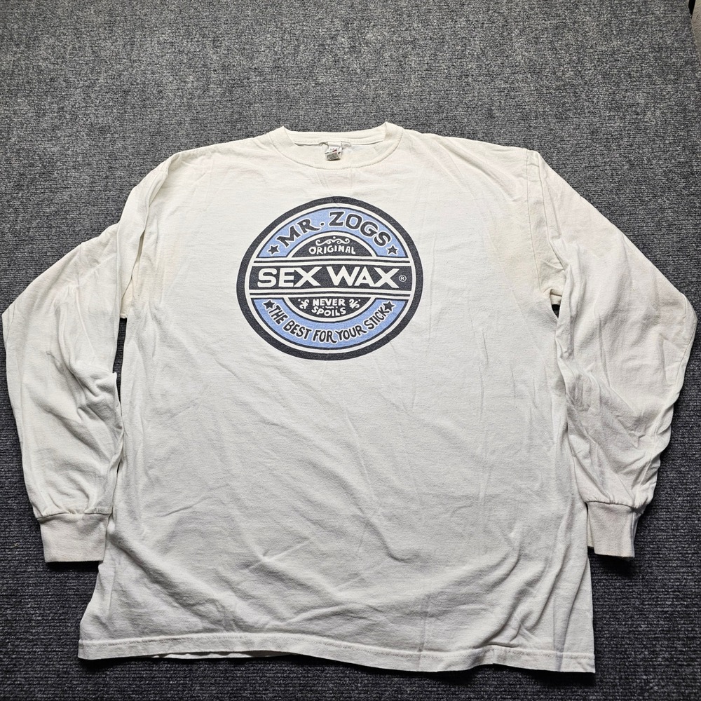 Vintage Mr Zogs Sex Wax Long Sleeve T-Shirt White XL Surf Graphic Tee